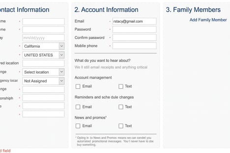 MindBody account creation 1